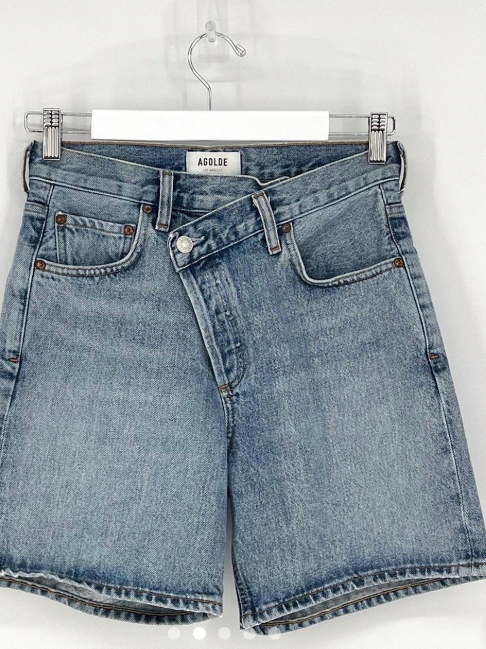 Agolde Light Blue High-Rise Bermuda Jean Shorts - Picture 2 of 7